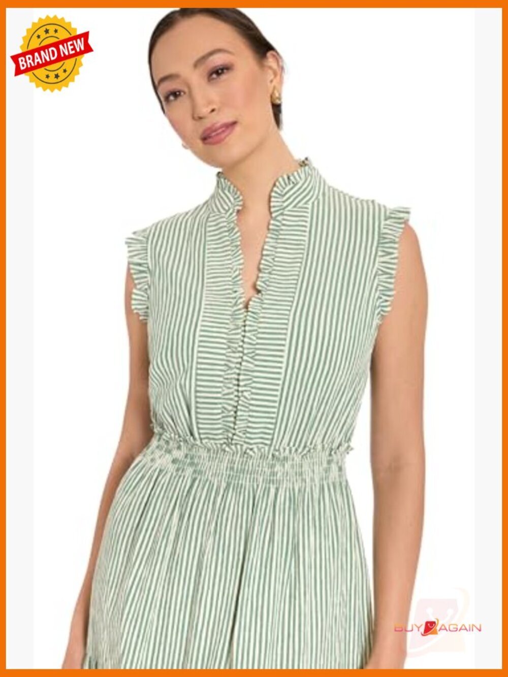 Boho Striped V-Neck Sleeveless A-line Maxi Dress for Wedding Guest - Picture 4 of 5